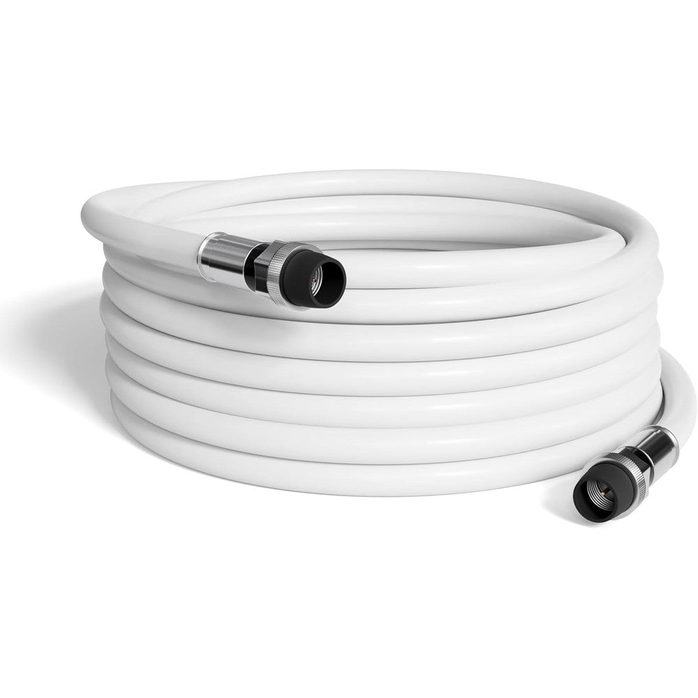 The Cimple Co white RG6 coaxial cable front view showcasing weatherproof connectors