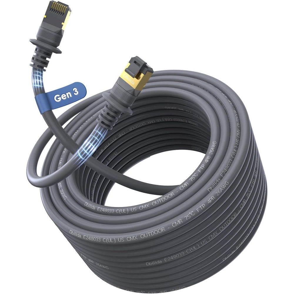 Dbilida Starlink Gen 3 replacement cable 150 feet front view showing premium gold plated RJ45 connectors.