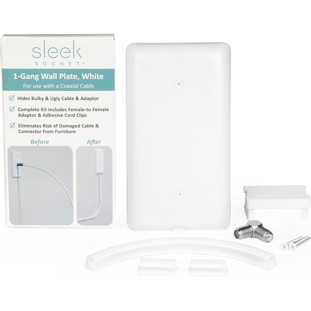 Sleek Socket internet coaxial cable concealer front view showcasing low profile wall plate