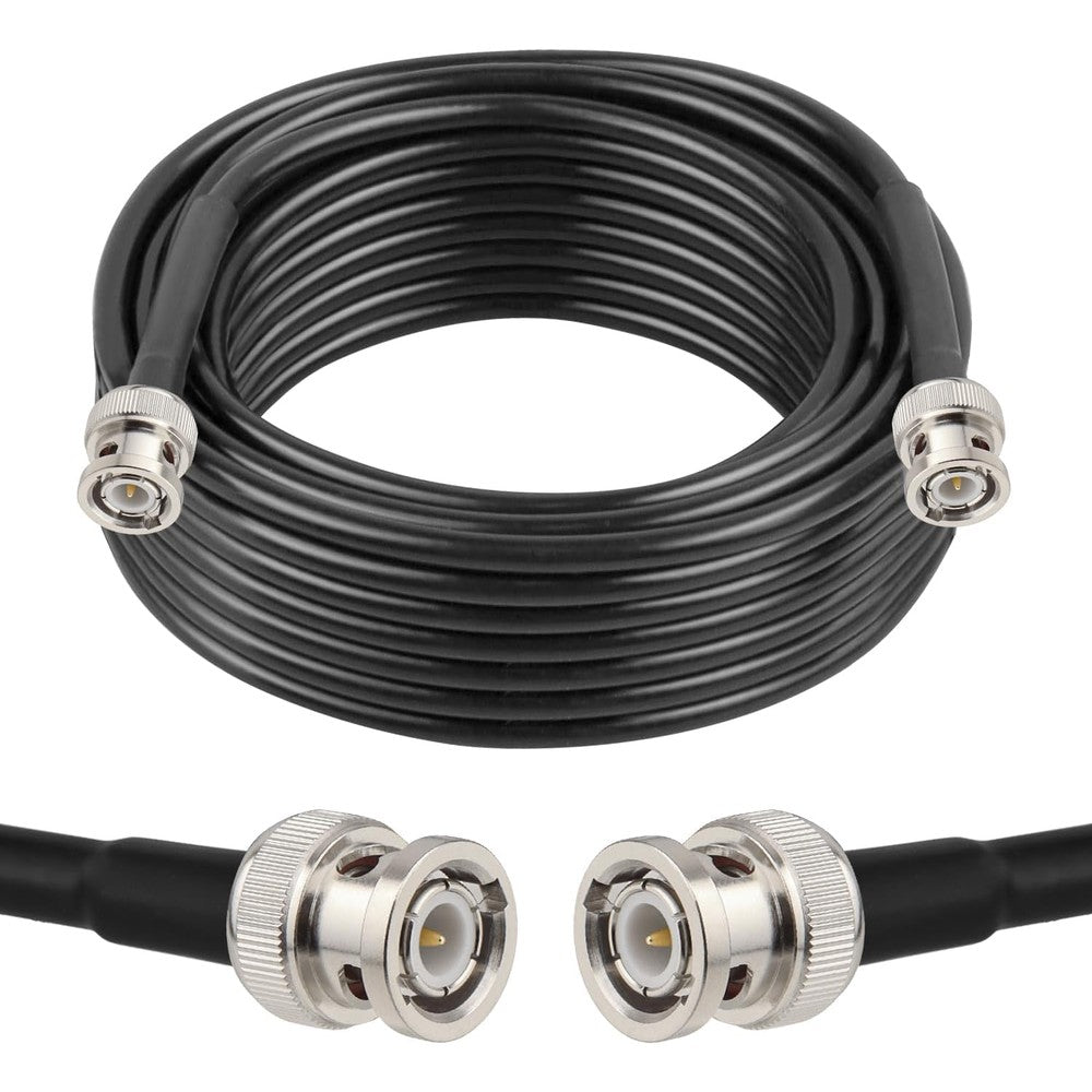 XRDS -RF 50 ohm BNC cable front view showing 25 feet coiled extension wire.