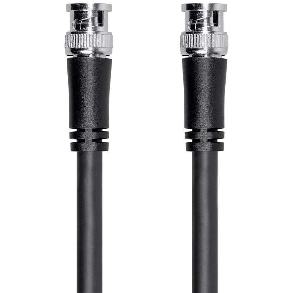 Monoprice Viper Series HD-SDI RG6 BNC Cable 6 feet black front view showing true 75-Ohm connectors.