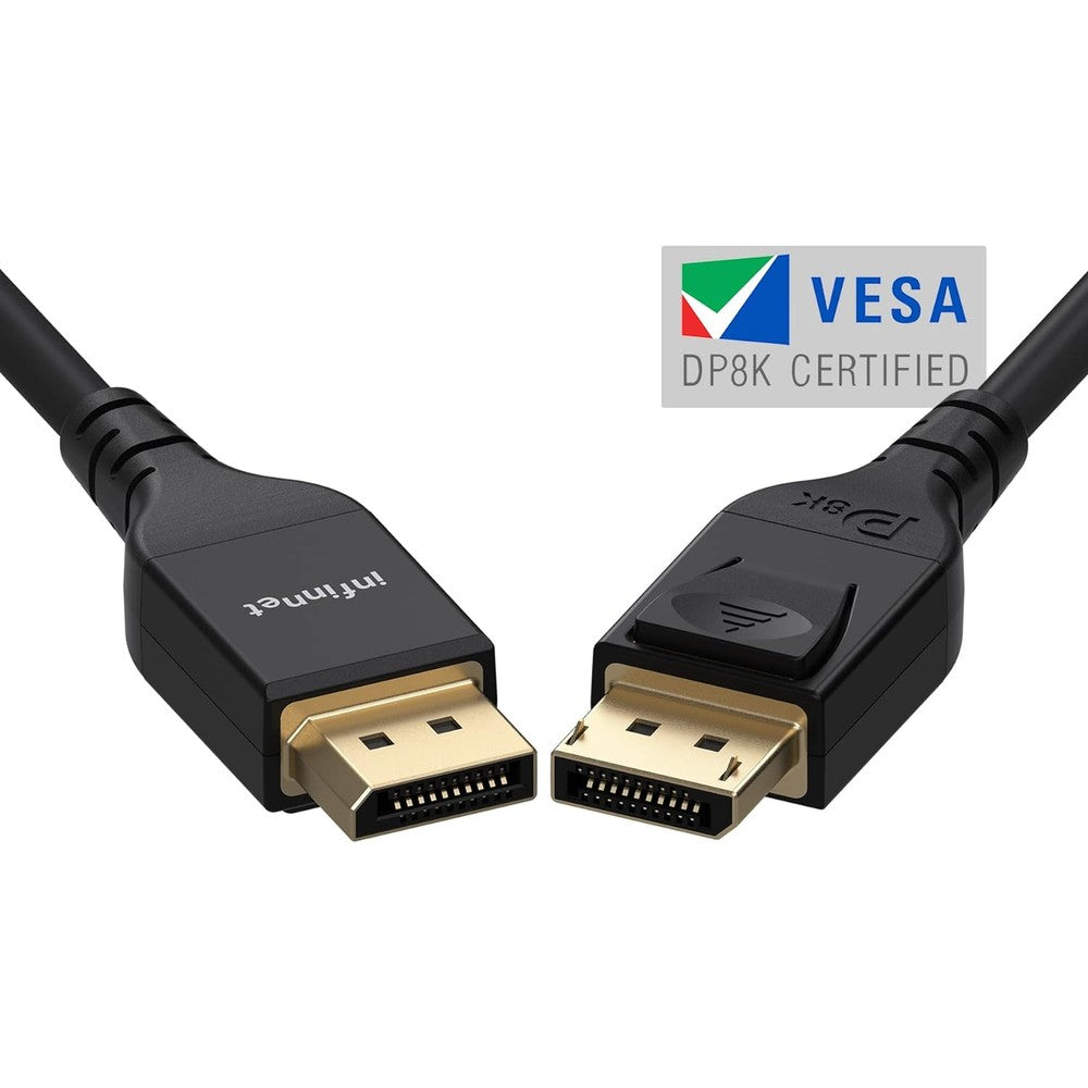 Infinnet 2 meter DisplayPort 1.4 cable 2 pack front view displaying gold-plated connectors.