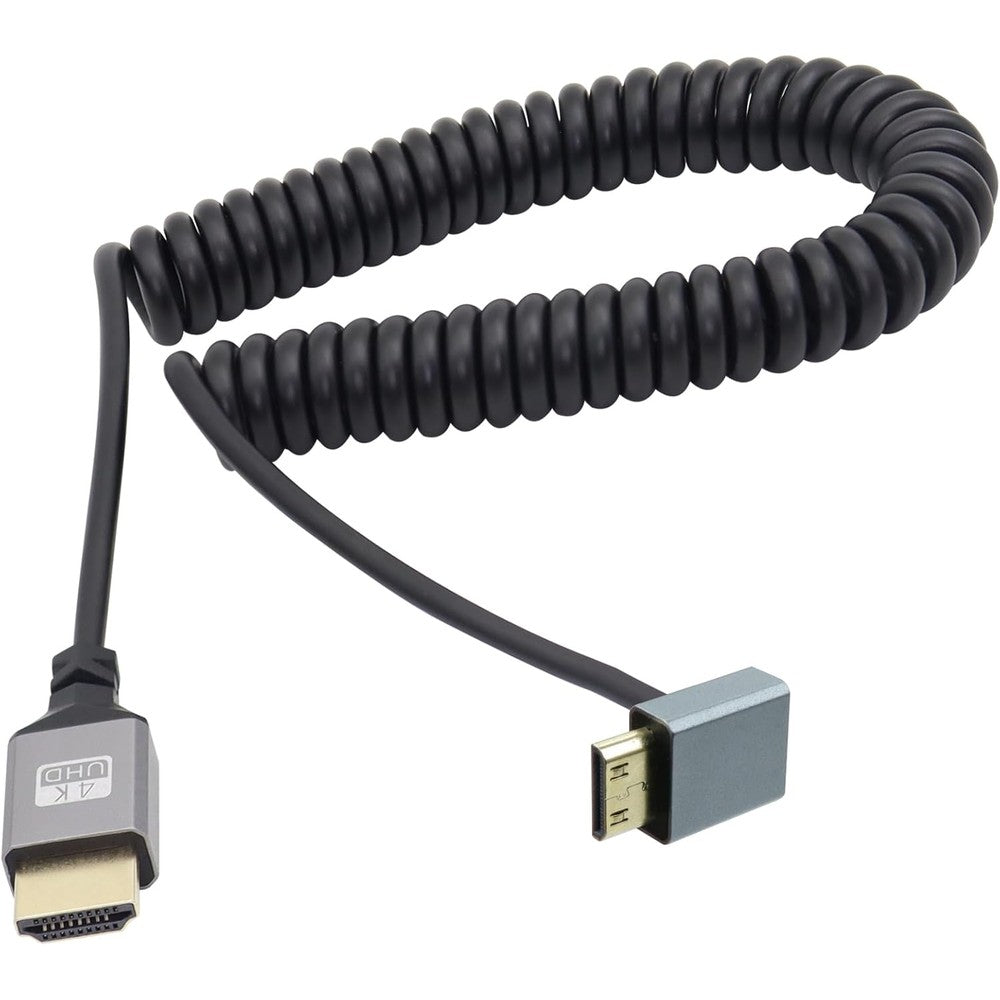 RIIEYOCA 90 degree mini HDMI cable front view showing the angled connector interface