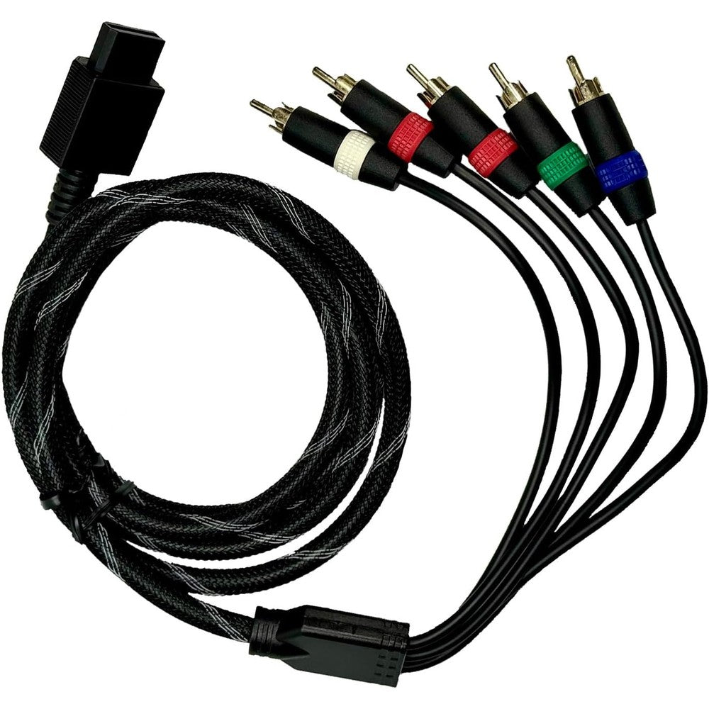 Bealuffe component cable for Nintendo Wii front view showing five color-coded RCA connectors.