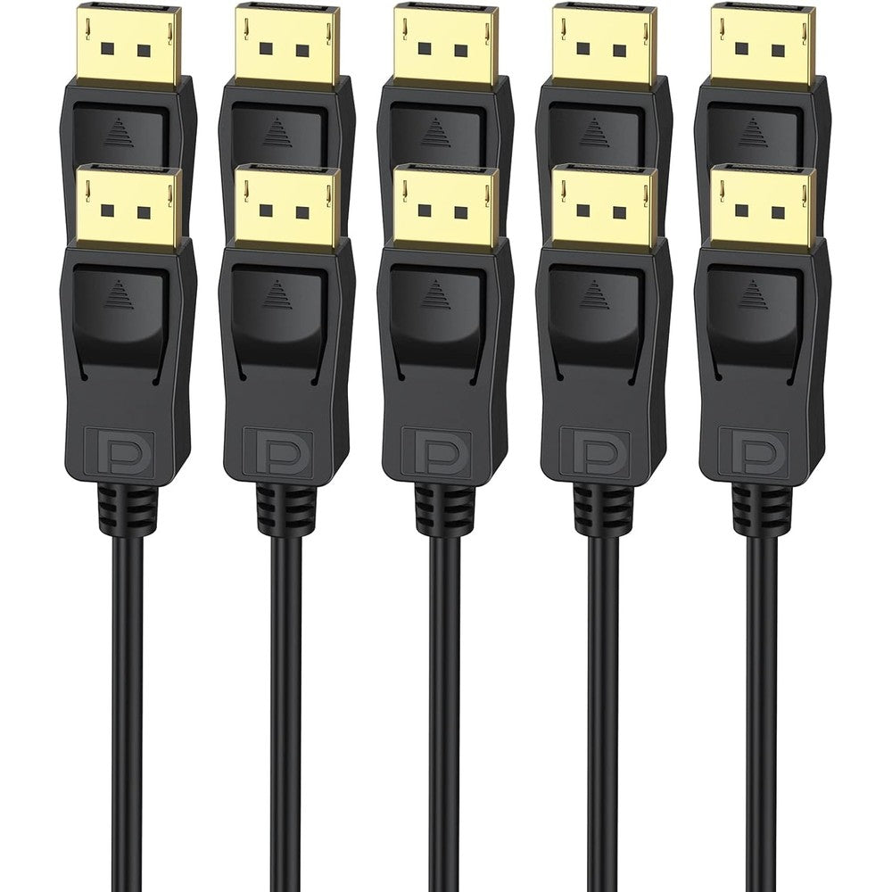 UVOOI DisplayPort to DisplayPort cable five pack front view for gaming monitors.