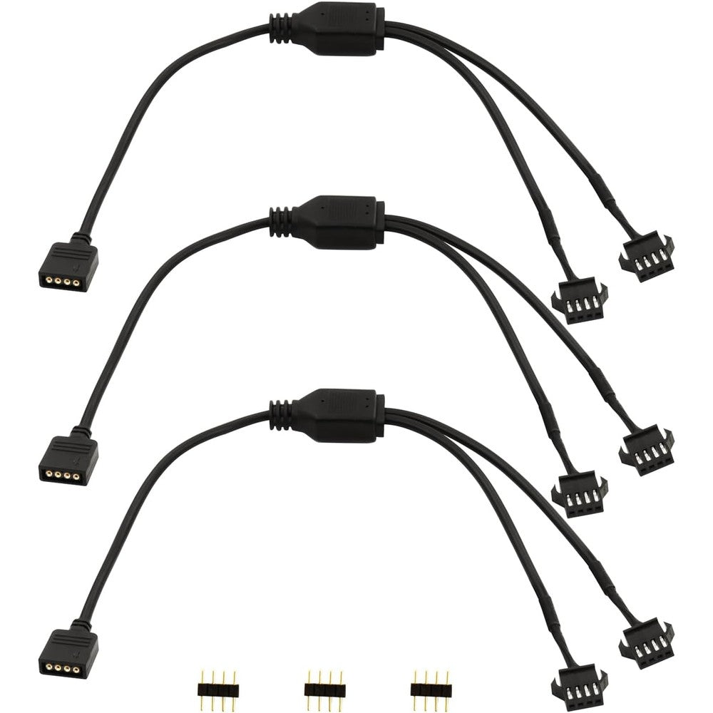 Lanminglel four pin RGB splitter cable front view showing premium female connectors for PC fans