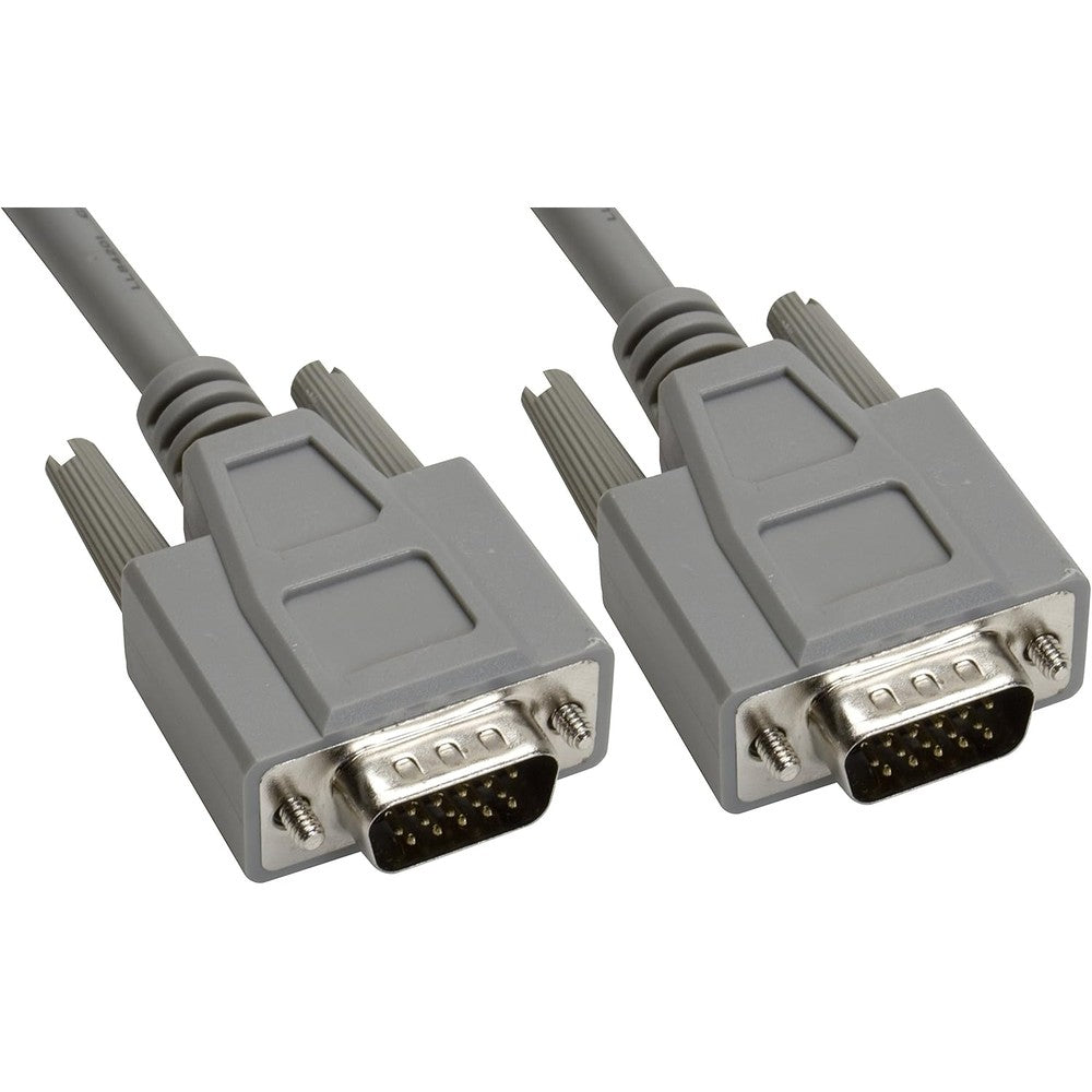 Amphenol 15-Pin HD15 Deluxe D-Sub Shielded Cable front view showing grey jacket and connectors