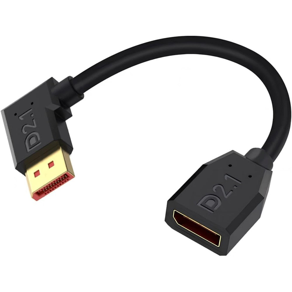 Duttek right angle displayport 2.1 cable front view showing 90 degree connector