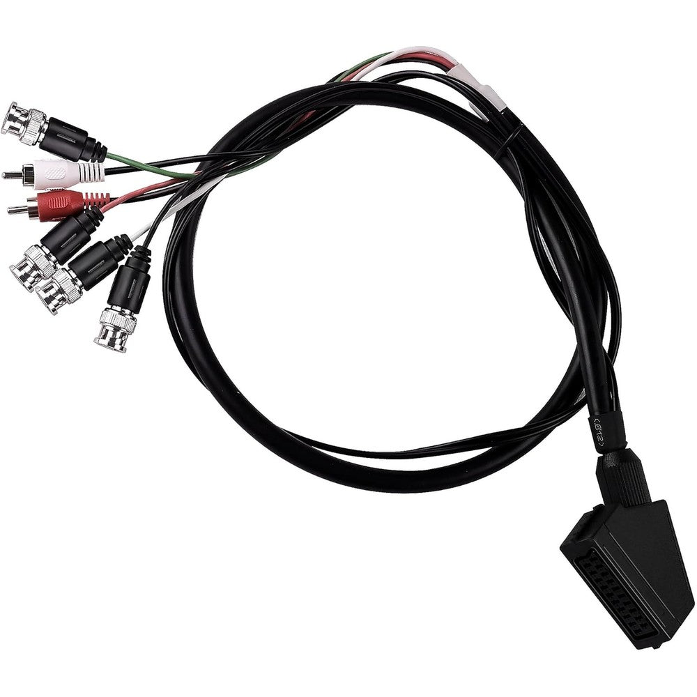 XTPTFABS Female RGB SCART to 4 BNC cable front view showcasing the 21-pin input jack.