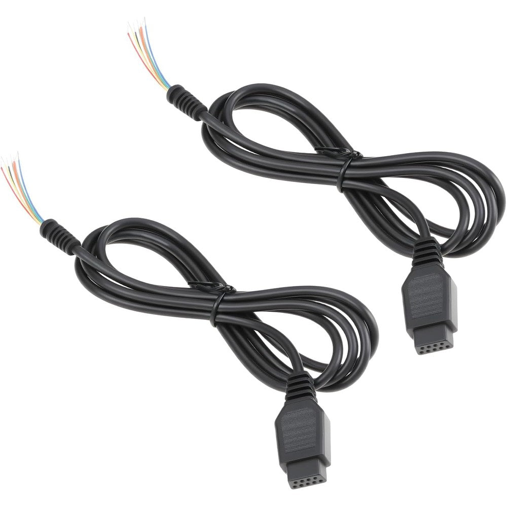 eMagTech 2 Pcs Joysticks Replacement DB9 Cable front view showing 9 pin plug and stripped ends