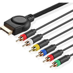 TNP Products premium component cable front view showing five RCA connectors for high definition retro gaming.