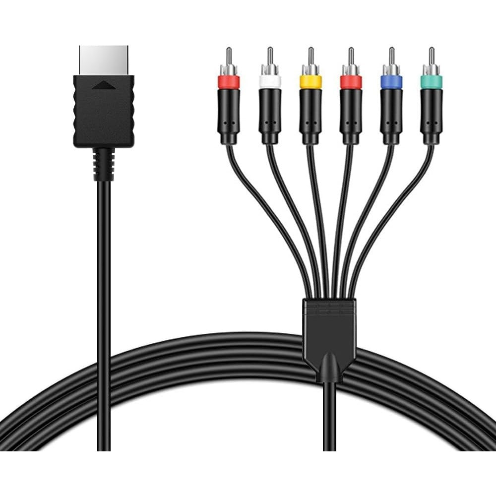 Azduou Premium Ypbpr Component Video Cable front view showcasing five color coded RCA connectors.