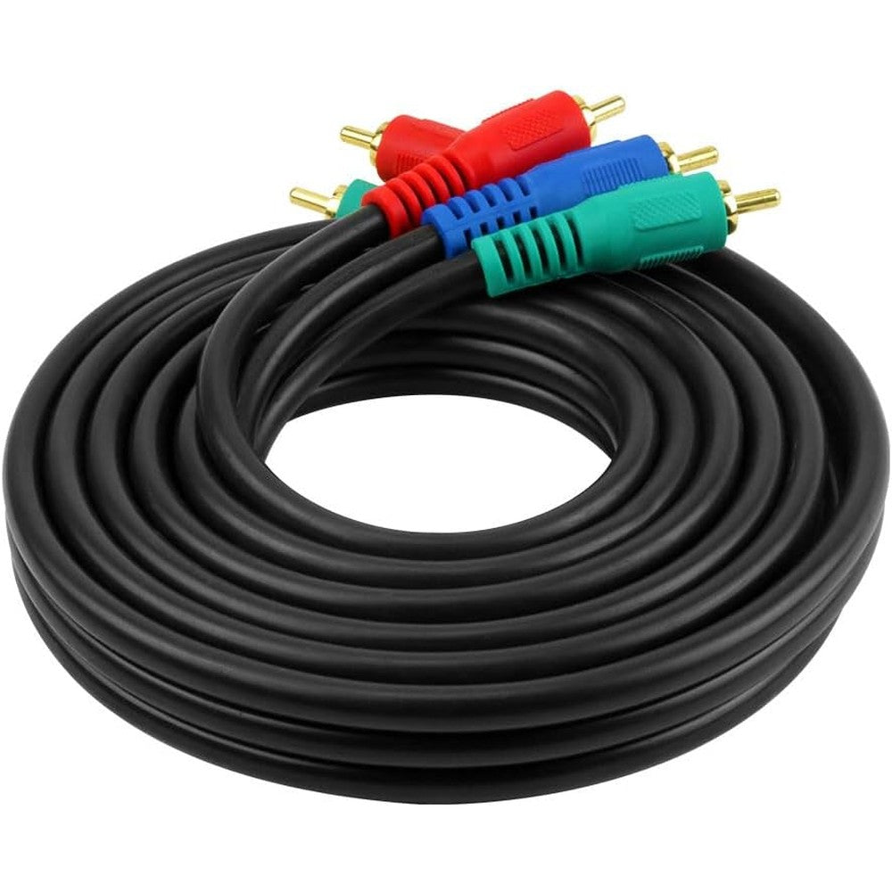 Skywalker component video cable front view showcasing the red green and blue color coded RCA plugs.