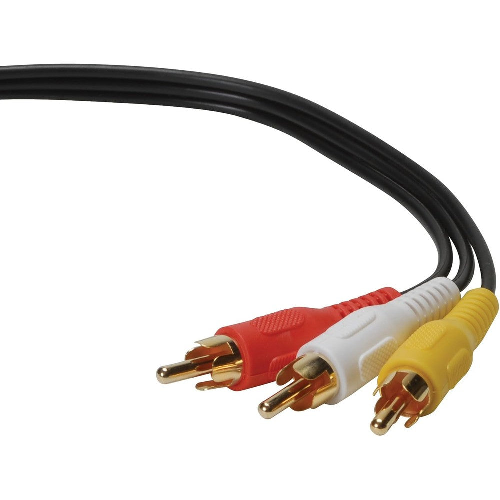 Parts Express Audio Video Patch Cable front view showing gold plated RCA connectors for premium home theater installation.