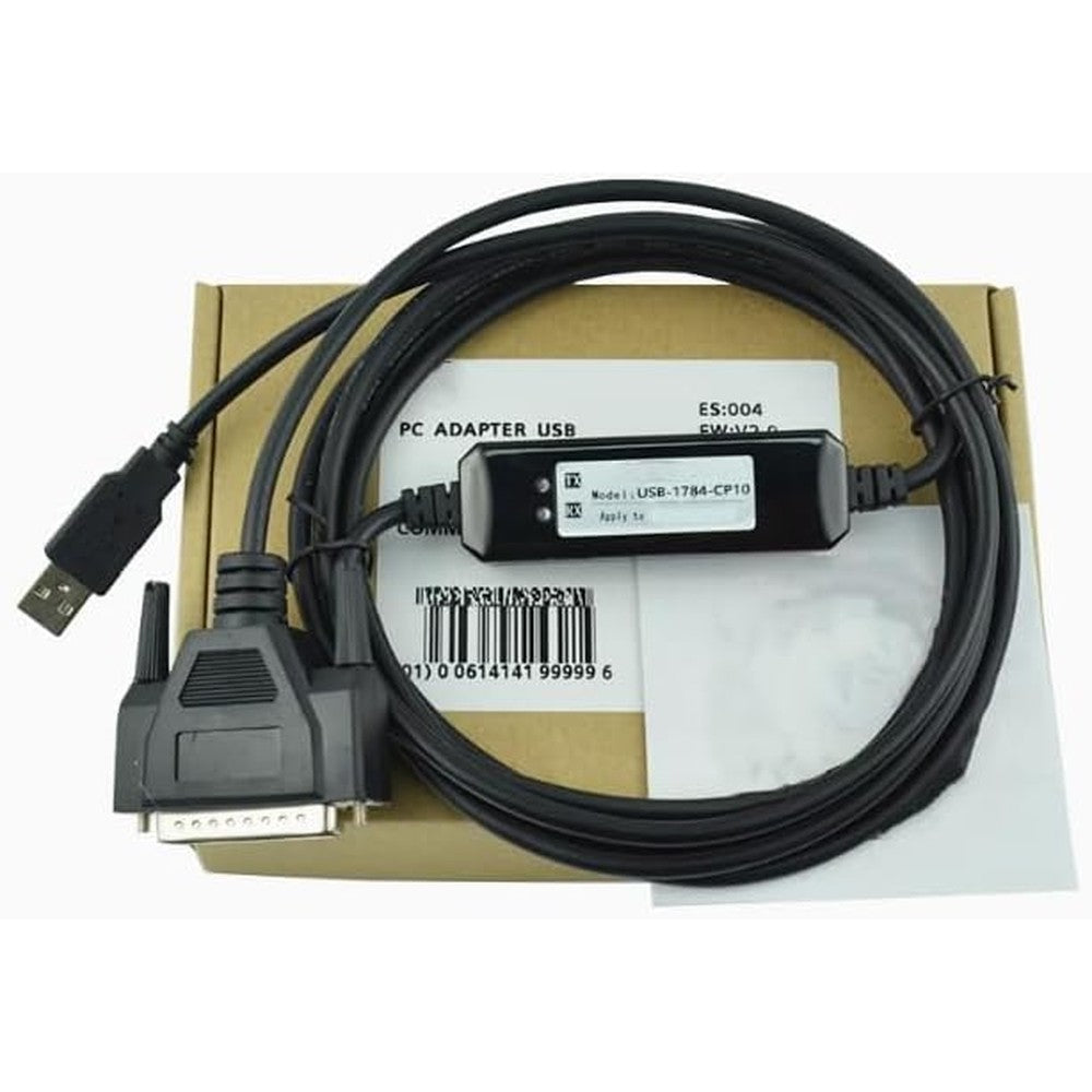 Ailsa Hexi USB-1784-CP10 industrial PLC 5 programming download cable front view showing connectors