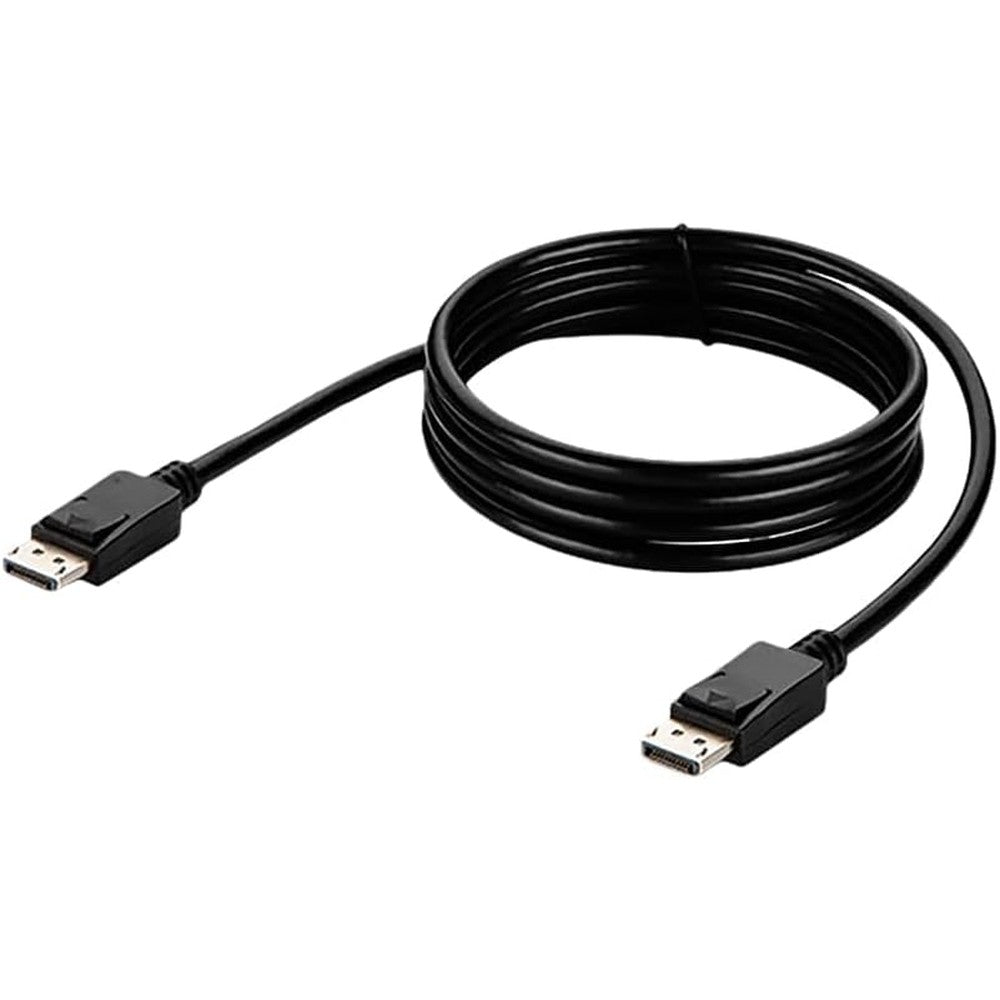 Belkin DisplayPort to DisplayPort male video cable front view highlighting the gold-plated connectors.