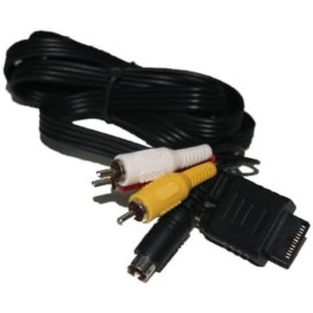 Mizar PlayStation audio video and S-Video composite cable front view showing premium connectors.