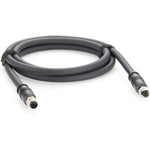 Contest M12 L-coded 5-pin male to female cable front view showing straight connectors.