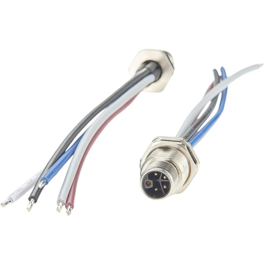 Plinkwirekb M12 5 Pin L Code Panel Front Mount Receptacle Cable showcasing the male power connector head and pre-assembled wires.