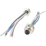 Plinkwirekb M12 5 Pin L Code Panel Front Mount Receptacle Cable showcasing the male power connector head and pre-assembled wires.
