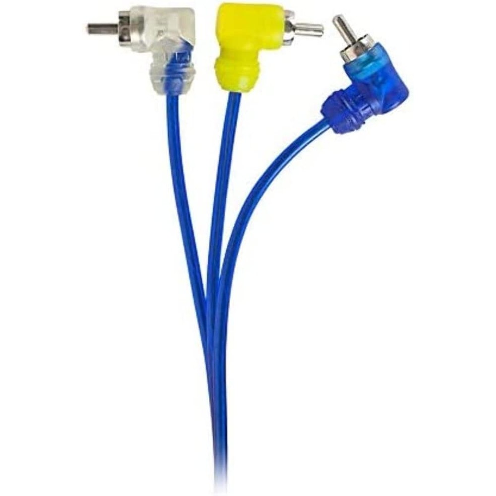 Install Bay Clear Blue Audio Video Cable 17 Feet front view showing flexible transparent blue jacket and premium male connectors.