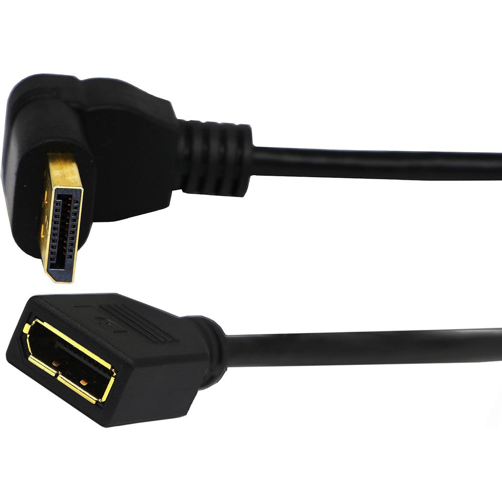 zdyCGTime 90 degree DisplayPort extension cable front view showing gold plated male connector
