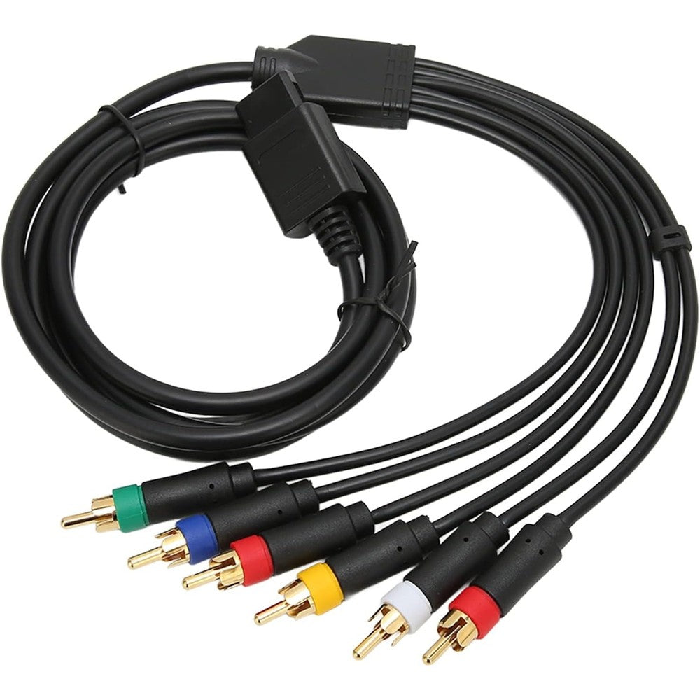 Ejoyous RGB RGBS component cable front view showing the multi-out console connector and premium black flexible jacket.