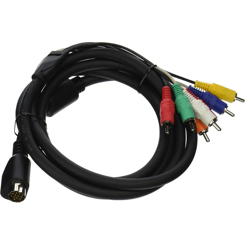 ZeeVee ZV709-6 Hydra 6 Foot AV Cable front view showcasing multi-pin DIN connector and color-coded RCA breakout inputs.