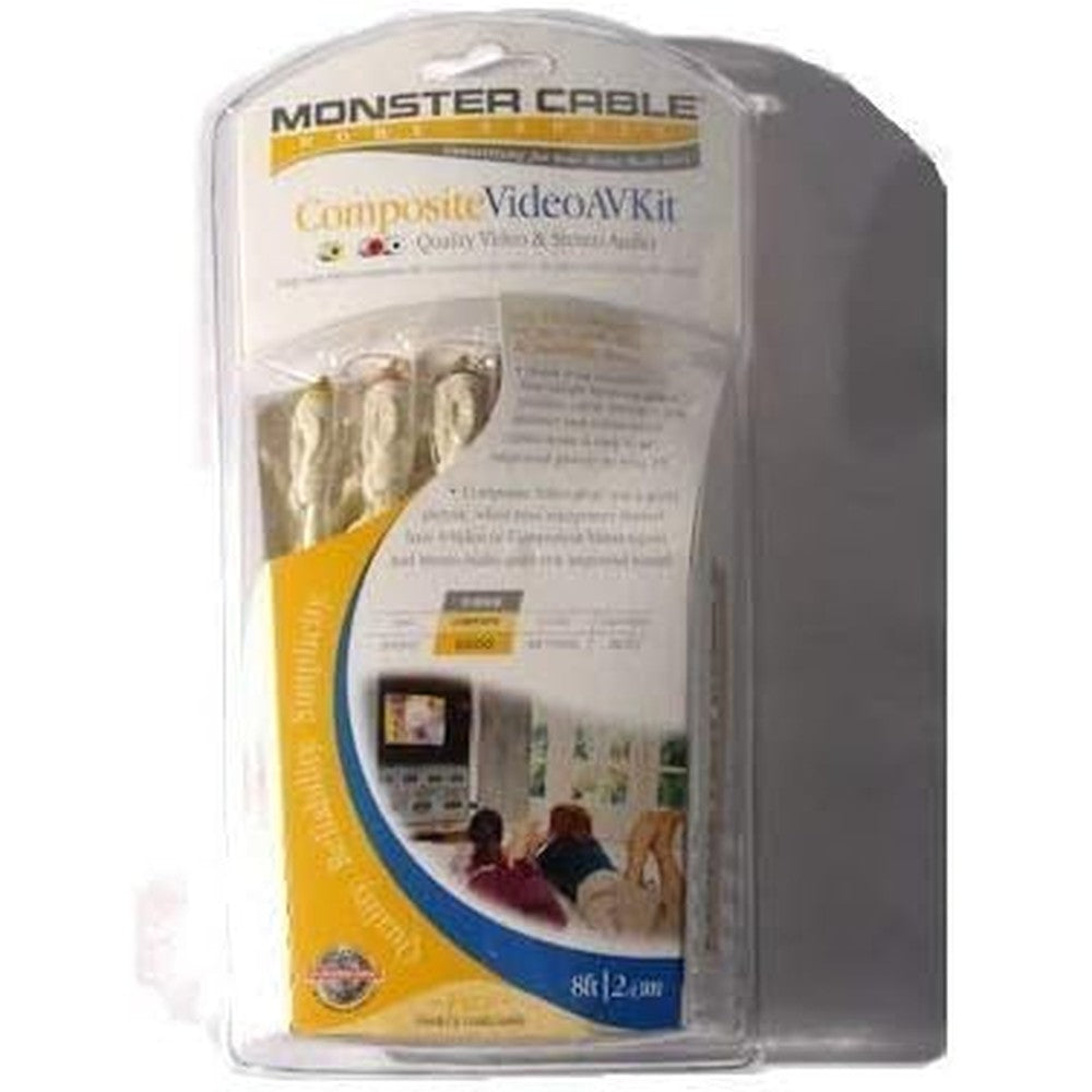 Monster Cable Home Series Composite Video AV Kit front packaging view featuring premium 3 RCA analog interconnect wire.