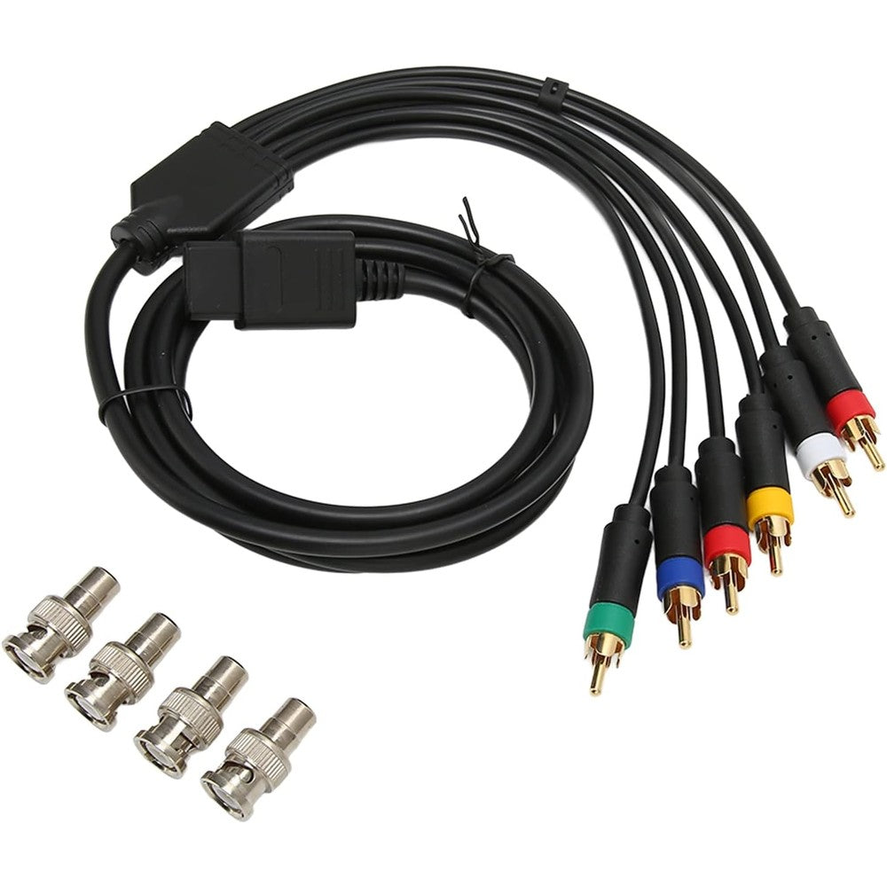 Hoopoocolor RGB RGBS composite cable front view showing console connector and four BNC heads