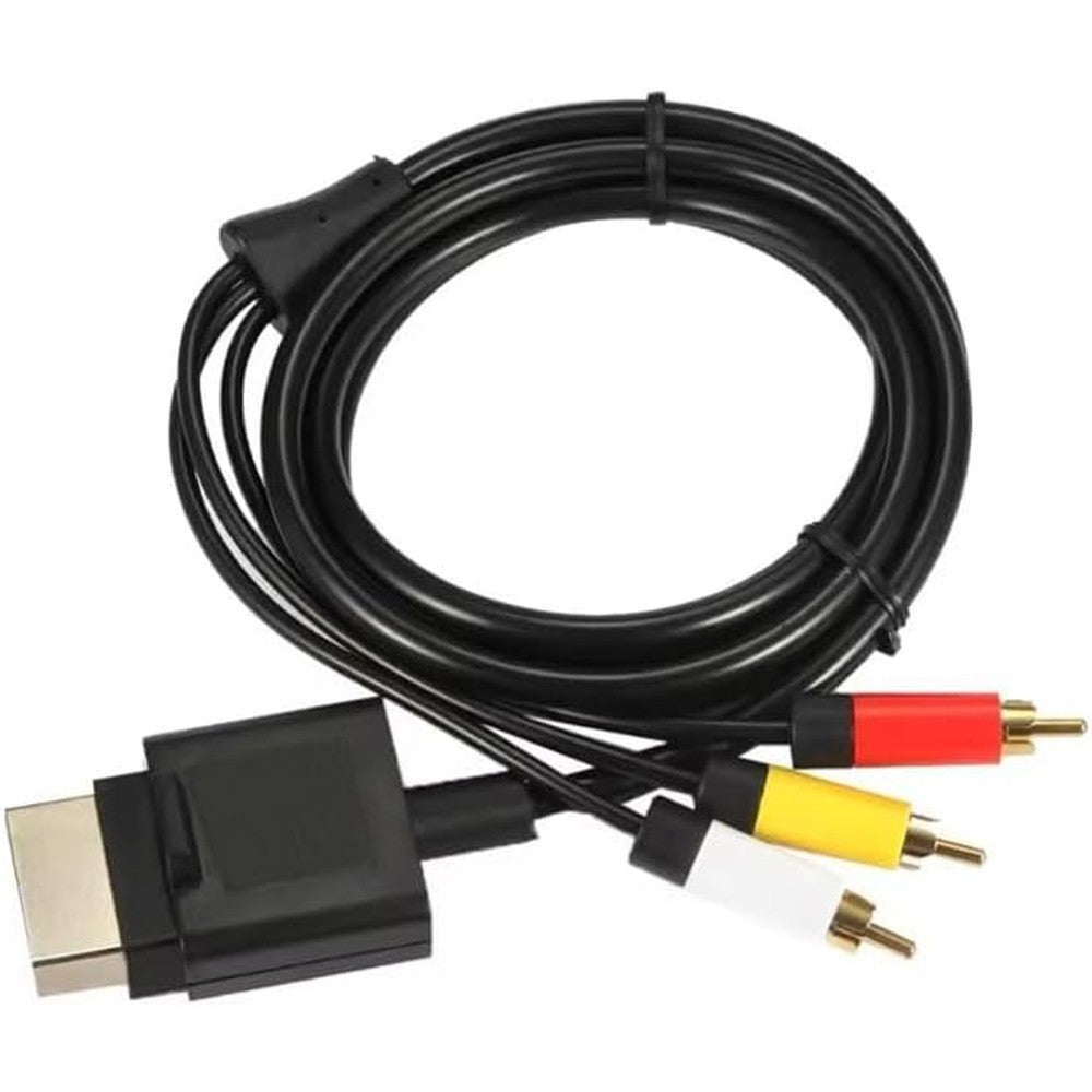 Tobysome AV Audio Video Composite Cable for Xbox 360 Slim front view showing RCA connectors.