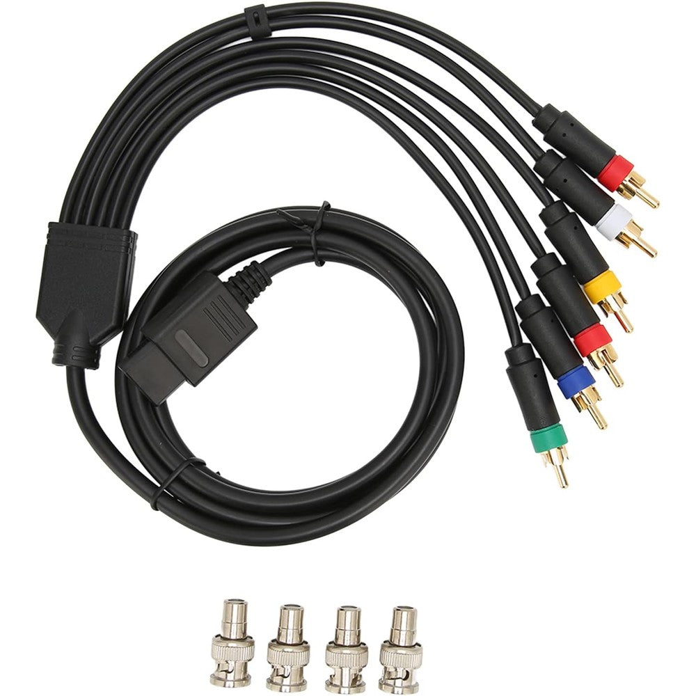 Fayelume RGB RGBS component cable front view showing the console multi out connector and four BNC heads