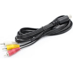 THE CIMPLE CO 10 Pin Audio and Video DIN Cable front view showing 10 pin terminal and three color coded RCA jacks