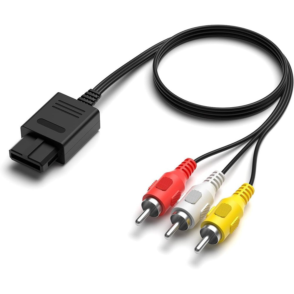 Y.D.F AV Cable for retro Nintendo consoles front view highlighting the composite connectors.