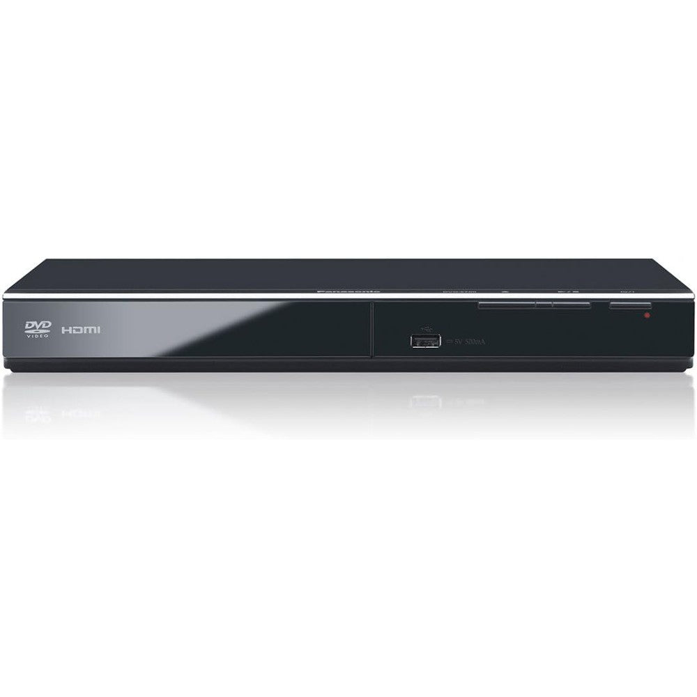 Panasonic DVD-S700P-K multi region free home media player front view showing USB port and HDMI branding.