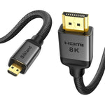 Silkland Micro HDMI to HDMI 2.1 Cable front view showing gold plated connectors