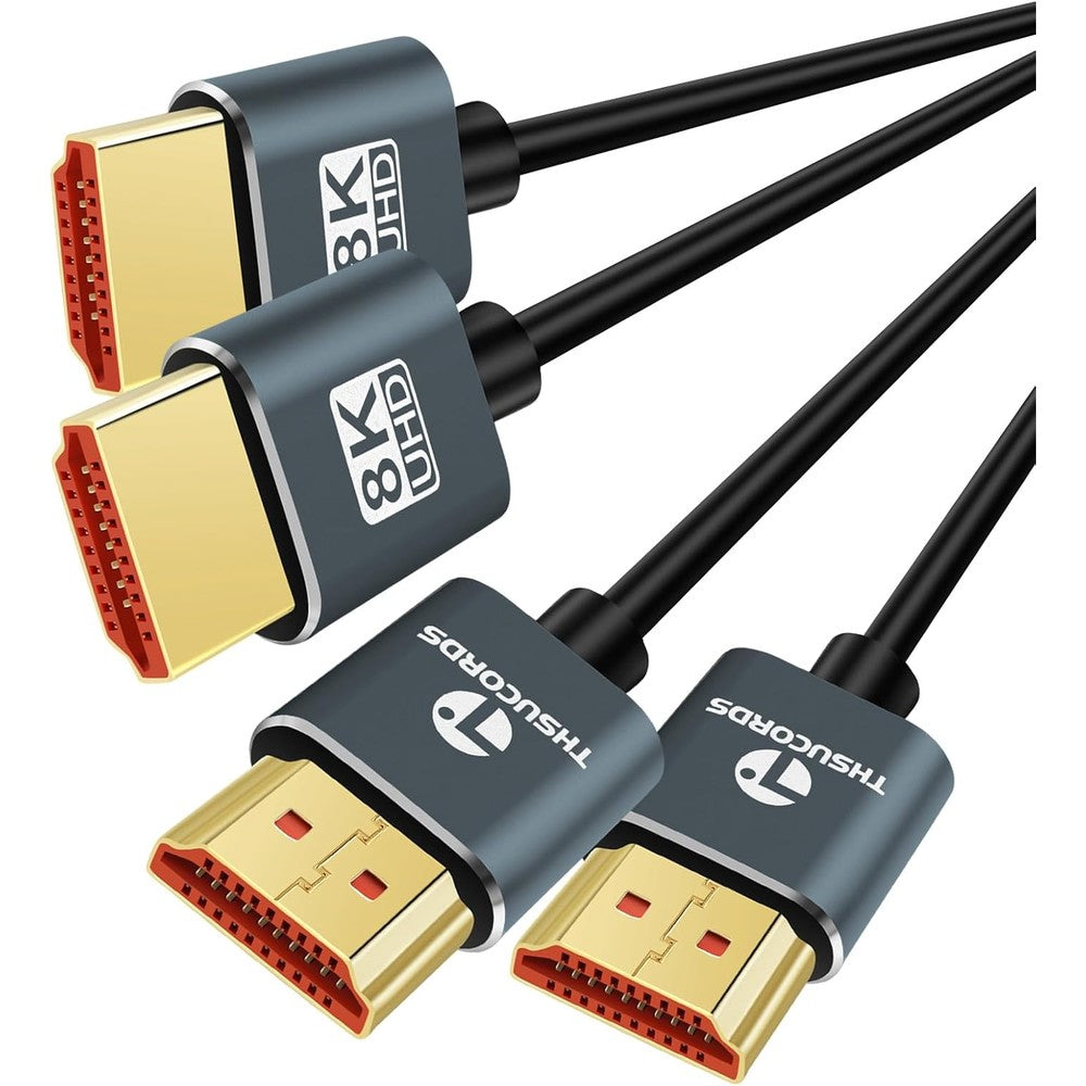 Thsucords ultra thin 8k hdmi cables front view showcasing the ultra slim and flexible premium design cord set