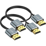 Twozoh flexible and slim HDMI cable 1FT 2 pack front view showing gold plated connectors