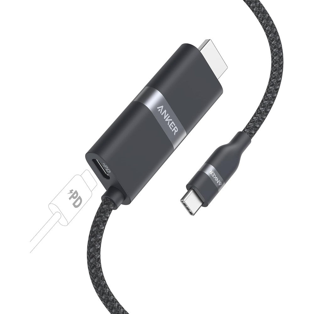 Anker Nano USB-C to HDMI cable adapter front view showing premium braided texture