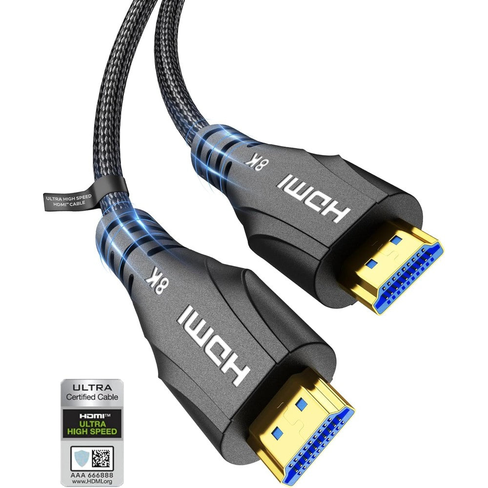 Cratree Certified 8K Ultra High Speed HDMI Cable front view displaying gold-plated connectors.