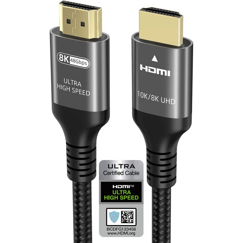 Ubluker certified ultra high speed HDMI cable front view highlighting premium gold plated connector.