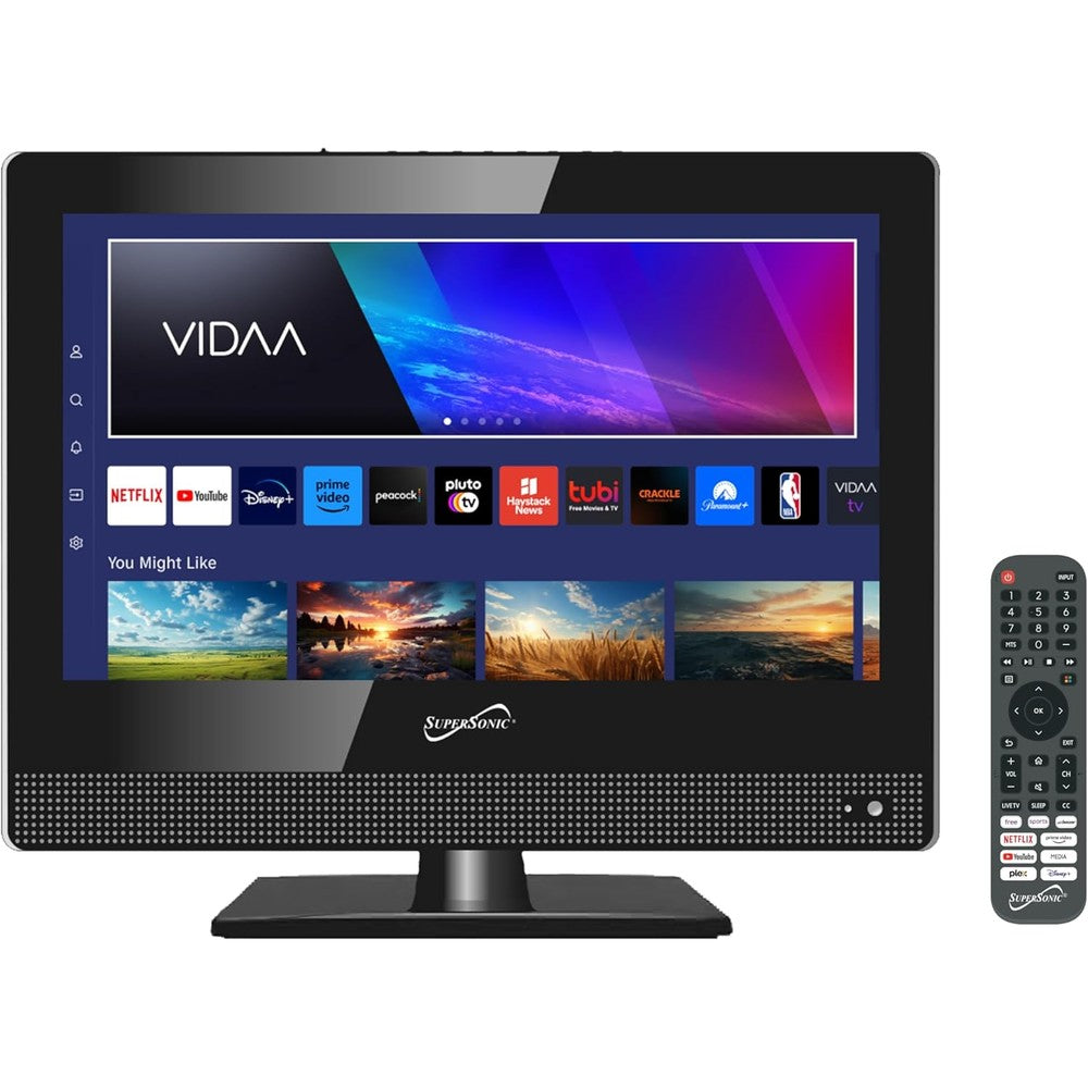 Supersonic smart television front view displaying 15.6 inch full high definition screen panel