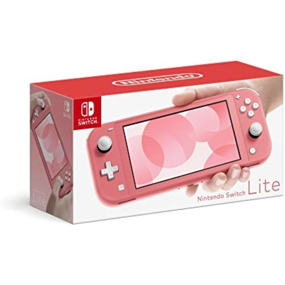 Nintendo Switch Lite Coral handheld portable gaming console front view showing integrated controls