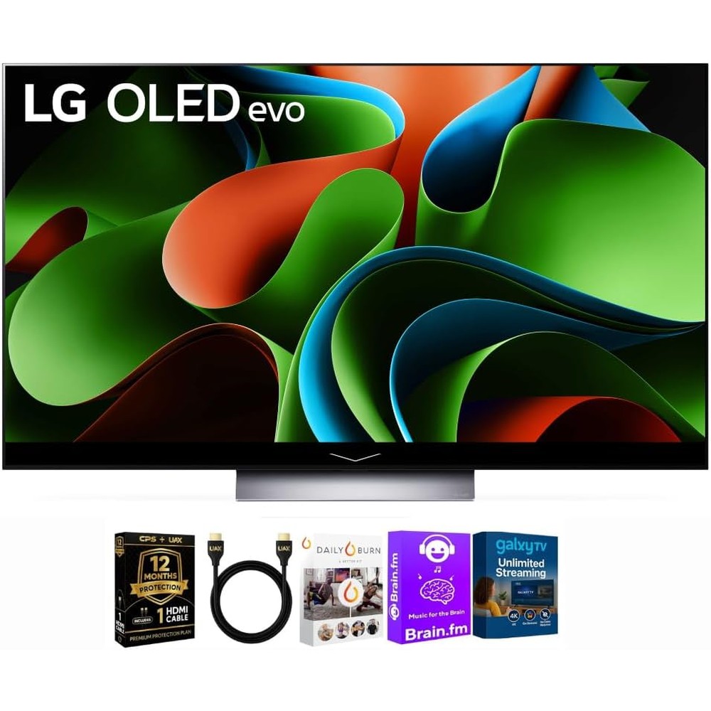 LG OLED C3 sixty five inch television front view displaying vibrant cinematic color profiles on screen.