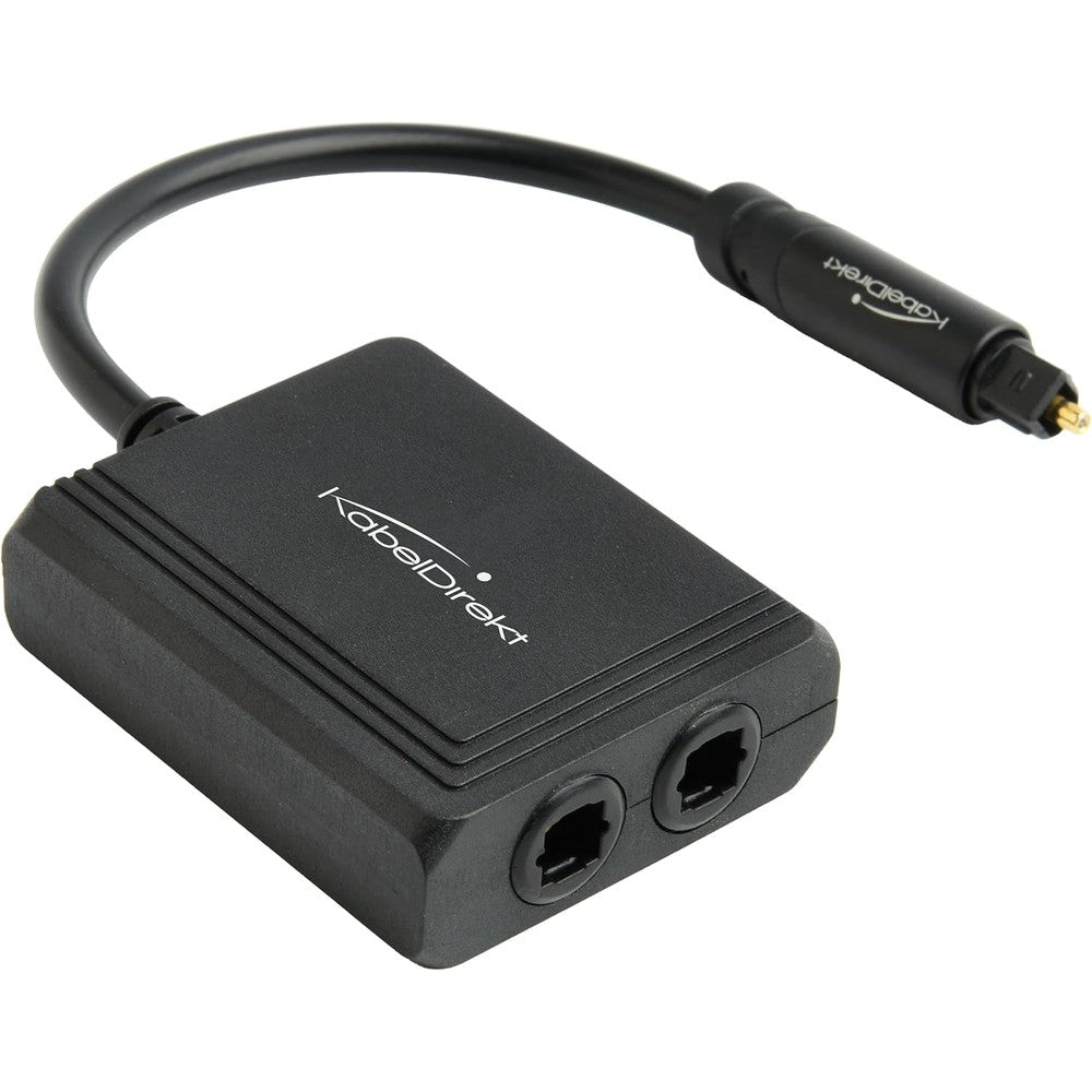 KabelDirekt optical audio splitter front view showing 1 in 2 out ports