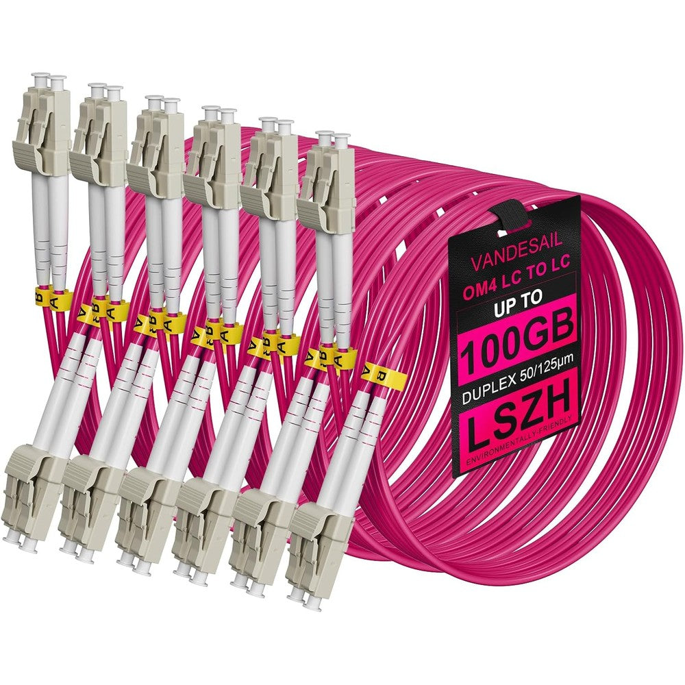 Vandesail 6 Pack OM4 Fiber Optic Patch Cable LC To LC Multimode Duplex 1 Meter 3.3 Feet For Data Center Networking And High Speed Ethernet - Image 1