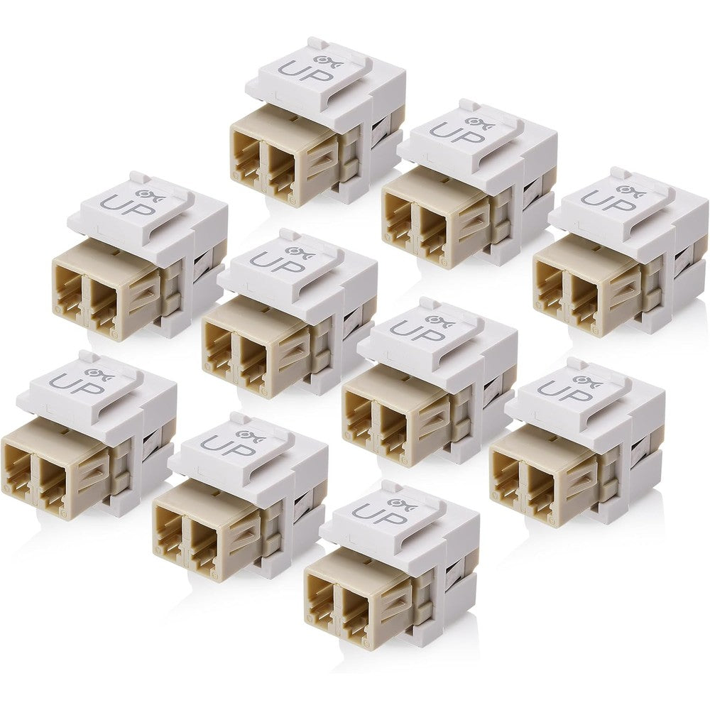 Cable Matters 10 Pack LC UPC Duplex Fiber Optic Keystone Couplers front view