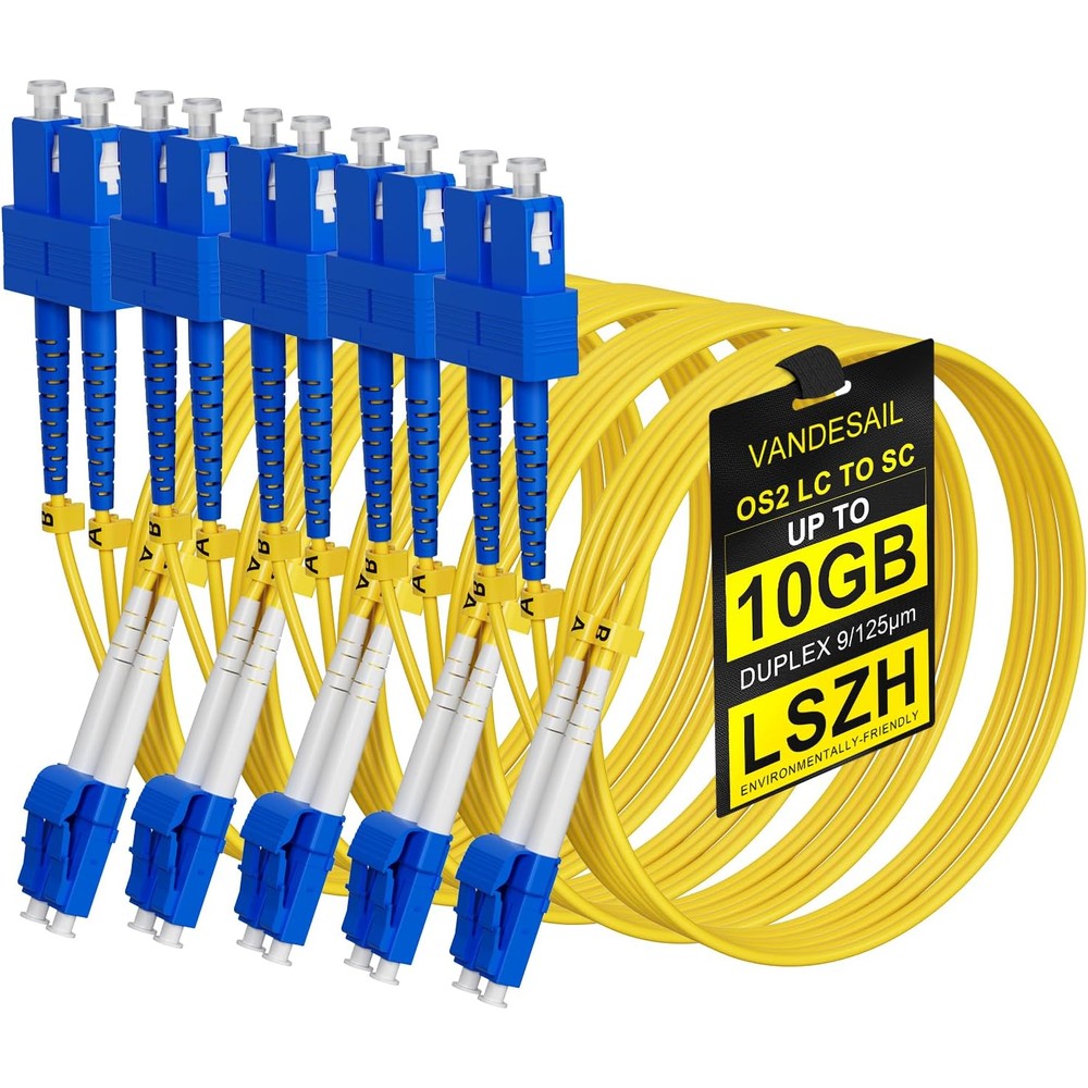 Vandesail LC to SC 5 pack fiber patch cables front view