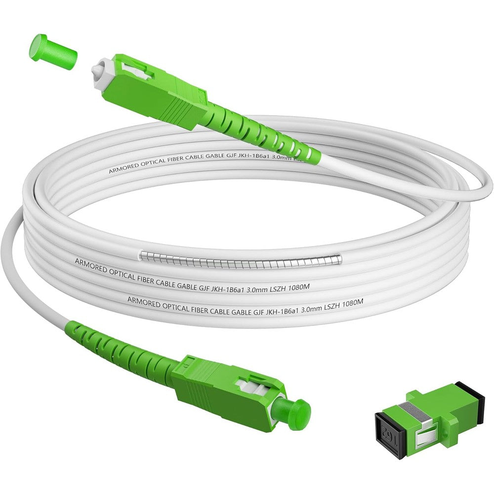 Mygatti 6ft armored SC/APC to SC/APC fiber optic cable front view