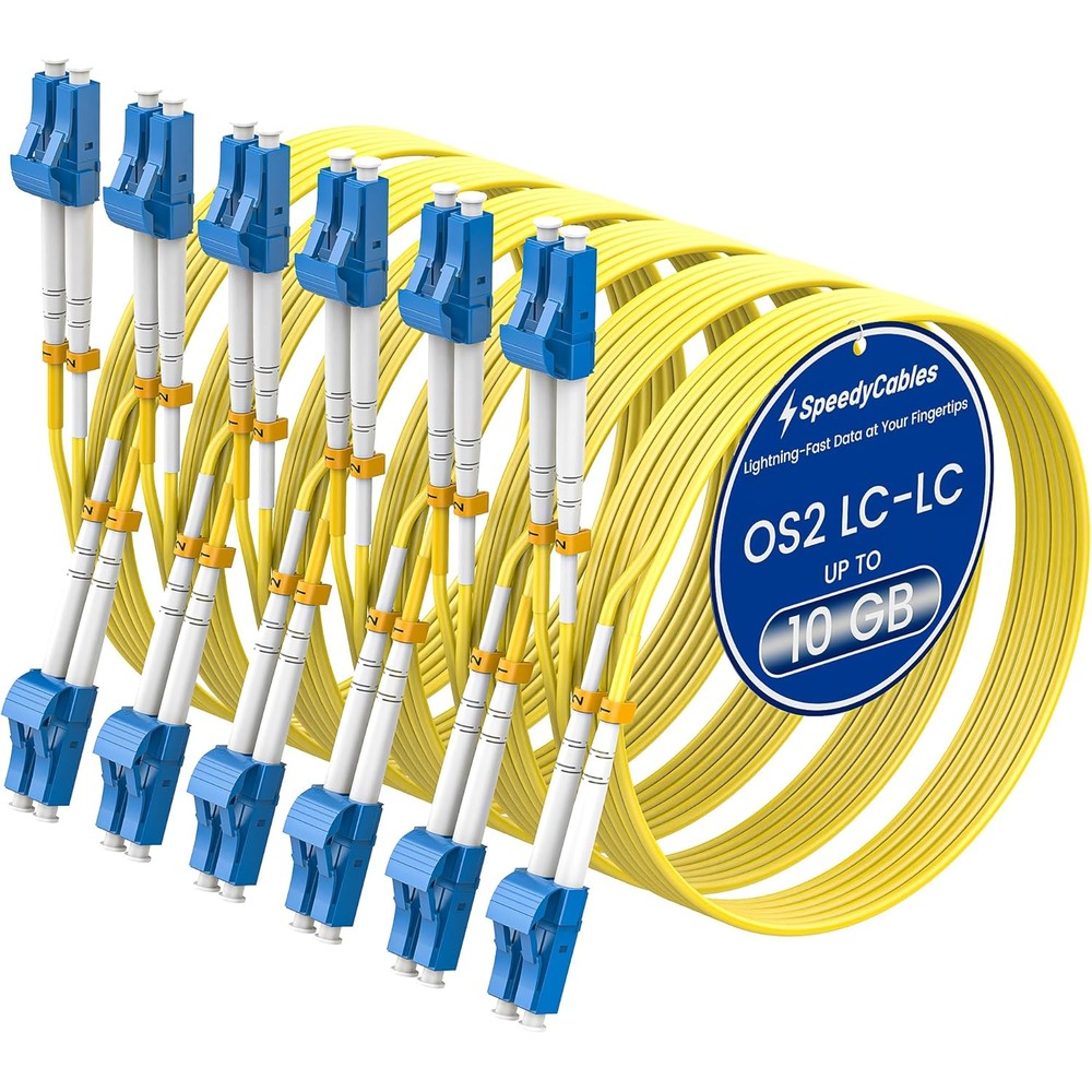 SpeedyCables 6-pack OS2 LC to LC fiber patch cables front view